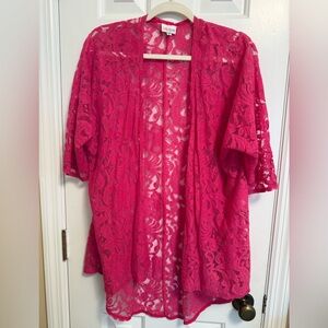 LuLaRoe Vibrant Pink Lace Cardigan